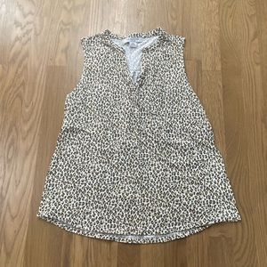 Liz Claiborne Women’s Petite Brown White Leopard Print V-Neck Tank Top Shirt